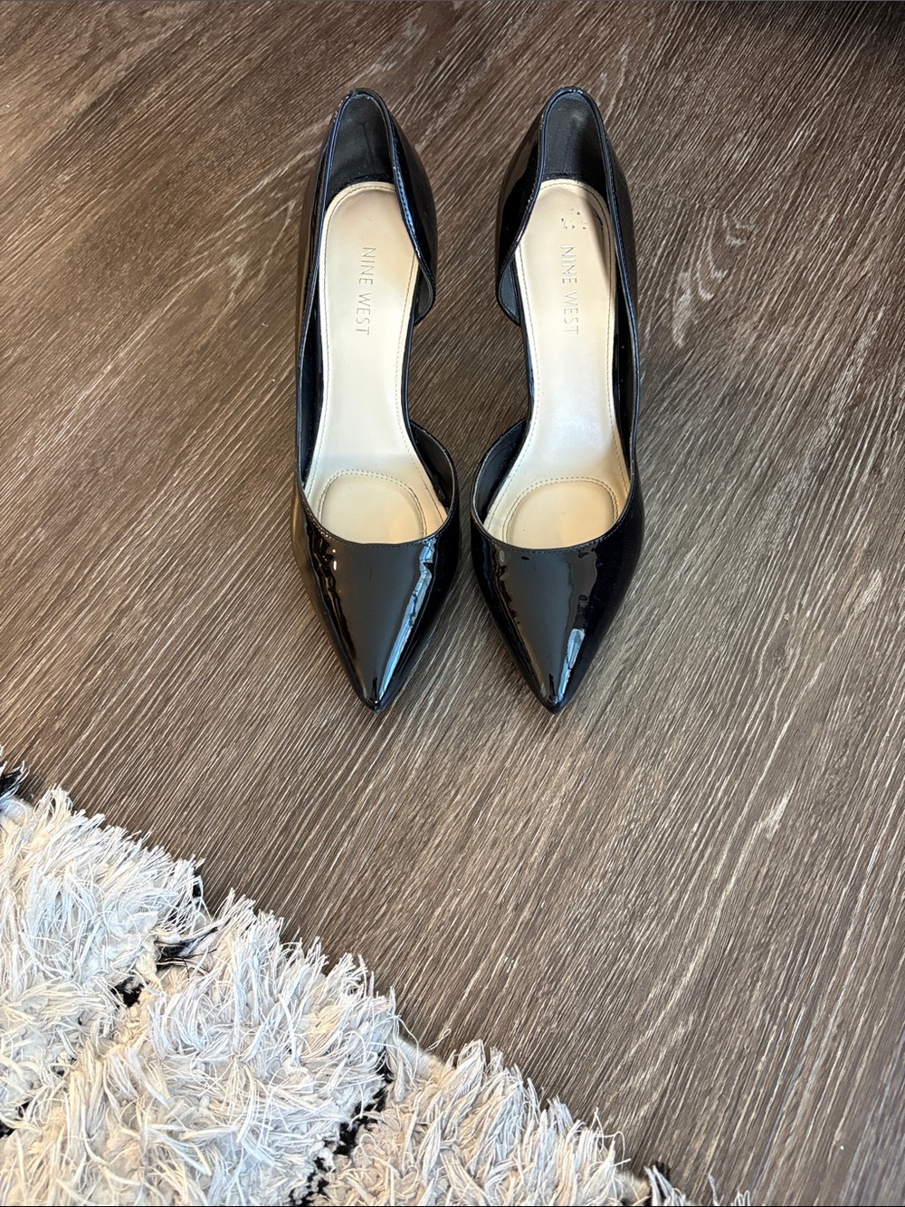 Nine West Black Patent Pointed D'Orsay Heels